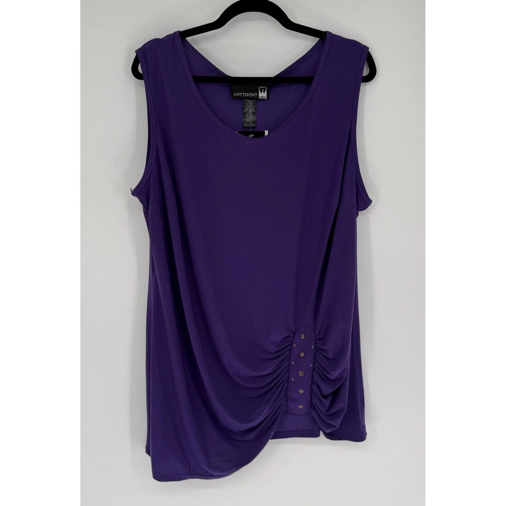 Antthony Womens Shirt 1X Purple Stretch Whimsigoth Elegant Plus Size Boho Chic